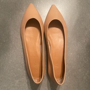 J. Crew genuine leather nude ballet flats with pointed toe